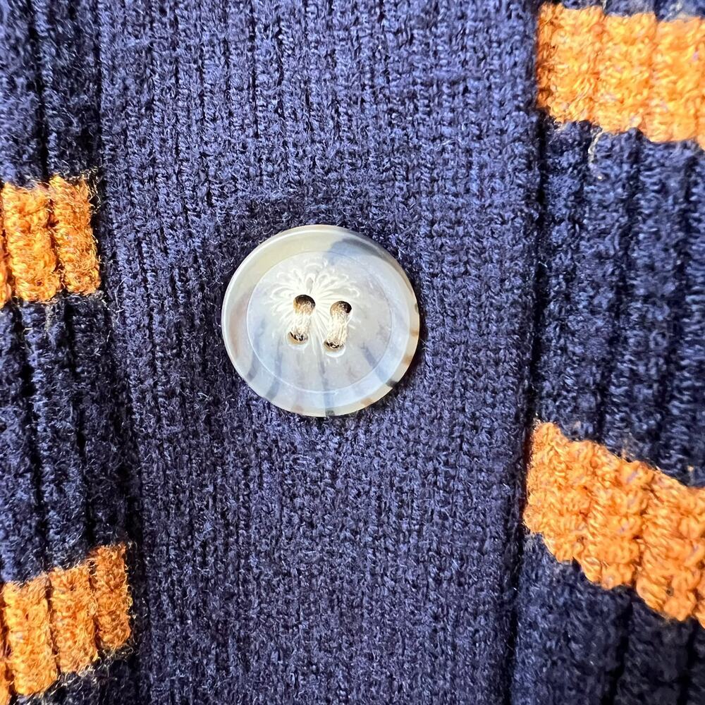 Bobeau Sweater Womens Size Medium Navy & Brown Striped Button Down Academia - Picture 6 of 16